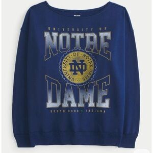 Hollister oversized Off-the-Shoulder University of Notre Dame Graphic Sweatshirt